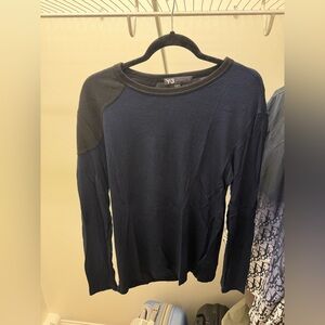 Y-3 Yohji Yamamoto Dark Blue Crew Neck Top